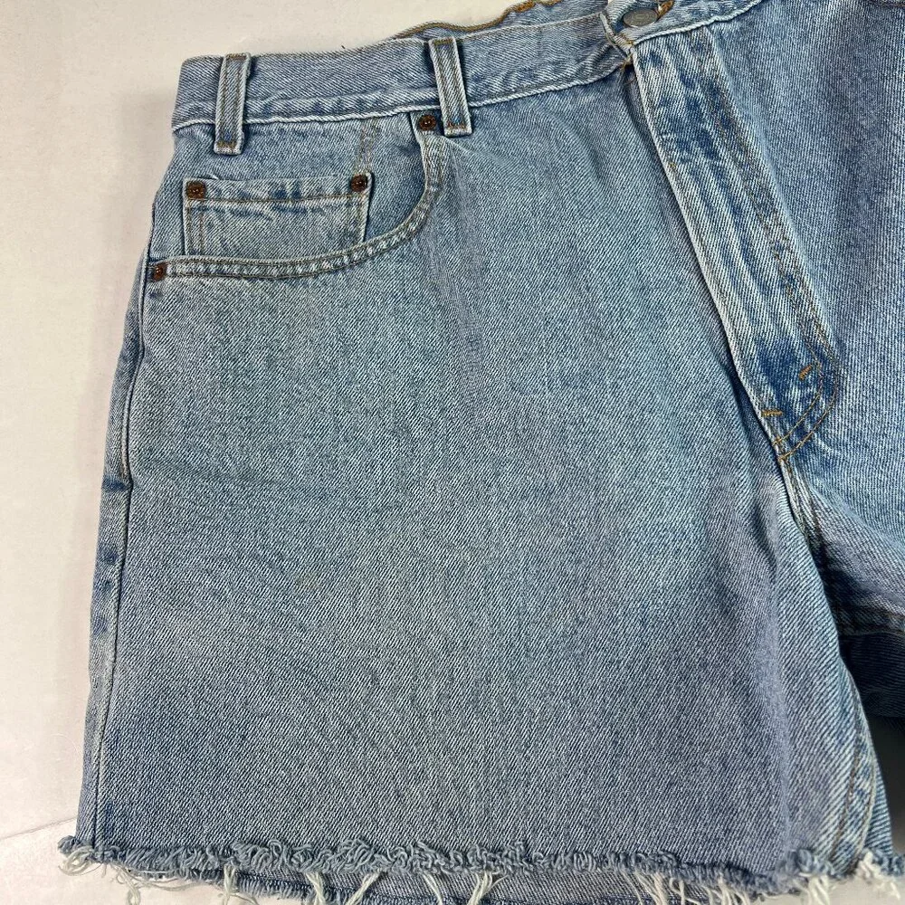 Y2K Levi's Jeans Shorts Men 35* 560 Loose Blue Faded Cut Off Denim Jorts Tag 36